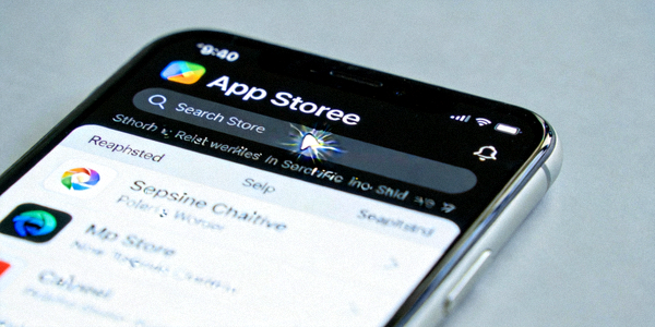 iPhone上App Store应用商店的搜索界面截图，光标位于搜索框内