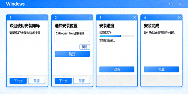 Windows软件安装向导界面示意图